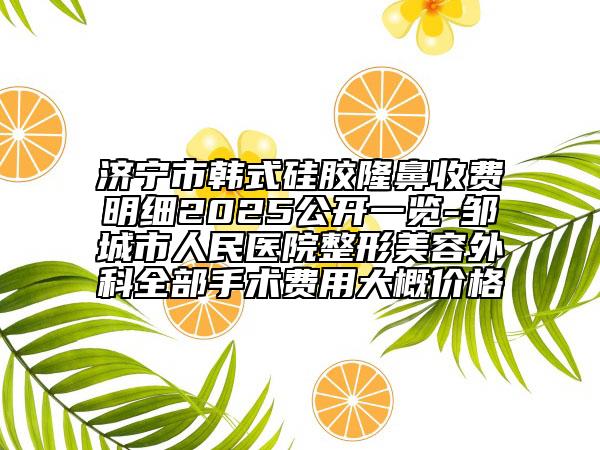 濟(jì)寧市韓式硅膠隆鼻收費(fèi)明細(xì)2025公開一覽-鄒城市人民醫(yī)院整形美容外科全部手術(shù)費(fèi)用大概價(jià)格