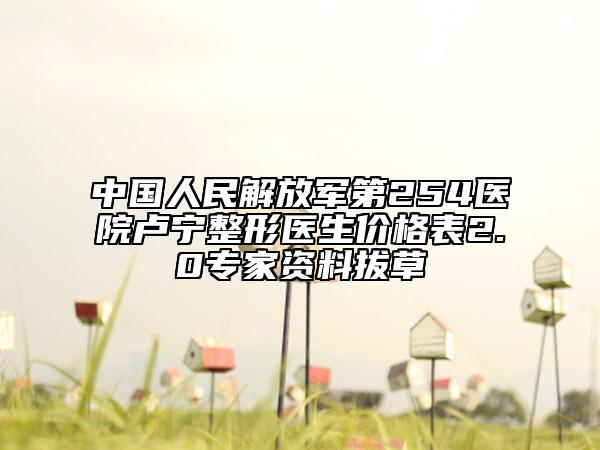 中國(guó)人民解放軍第254醫(yī)院盧寧整形醫(yī)生價(jià)格表2.0專家資料拔草
