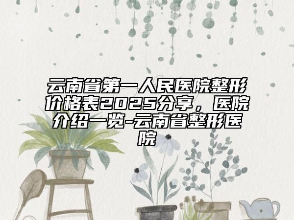 云南省第一人民醫(yī)院整形價(jià)格表2025分享,醫(yī)院介紹一覽-云南省整形醫(yī)院