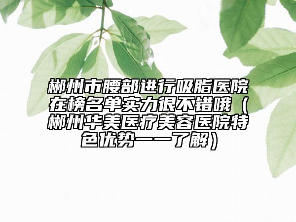 郴州市腰部進行吸脂醫(yī)院在榜名單實力很不錯哦（郴州華美醫(yī)療美容醫(yī)院特色優(yōu)勢一一了解）