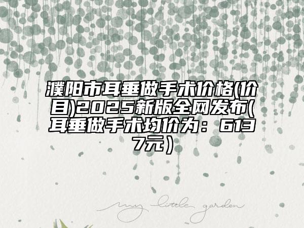 濮陽市耳垂做手術(shù)價格(價目)2025新版全網(wǎng)發(fā)布(耳垂做手術(shù)均價為：6137元）