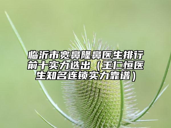 臨沂市寬鼻隆鼻醫(yī)生排行前十實(shí)力選出（王仁恒醫(yī)生知名連鎖實(shí)力靠譜）