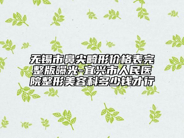 無錫市鼻尖畸形價格表完整版曝光-宜興市人民醫(yī)院整形美容科多少錢才行
