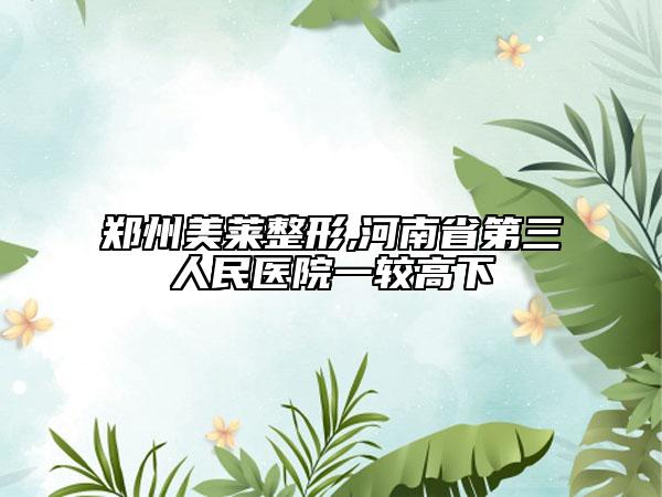 鄭州美萊整形,河南省第三人民醫(yī)院一較高下