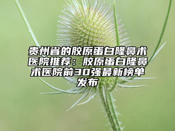 貴州省的膠原蛋白隆鼻術(shù)醫(yī)院推薦：膠原蛋白隆鼻術(shù)醫(yī)院前30強(qiáng)最新榜單發(fā)布