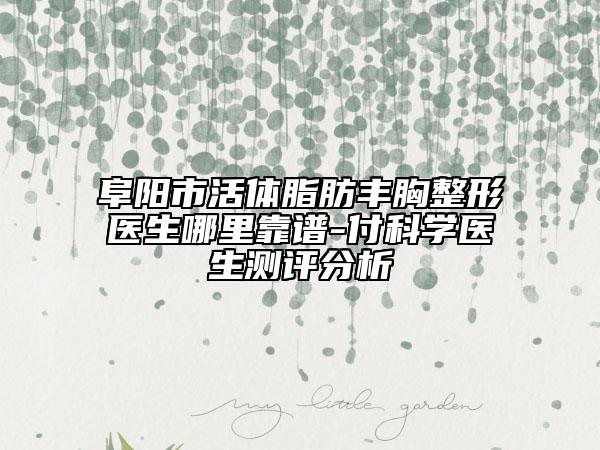 阜陽市活體脂肪豐胸整形醫(yī)生哪里靠譜-付科學(xué)醫(yī)生測評分析