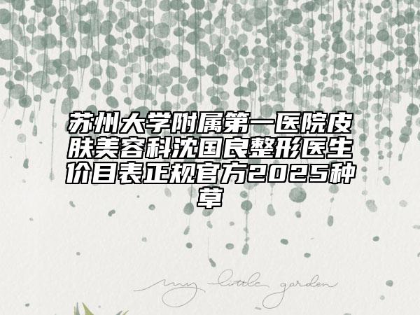 蘇州大學(xué)附屬第一醫(yī)院皮膚美容科沈國良整形醫(yī)生價目表正規(guī)官方2025種草