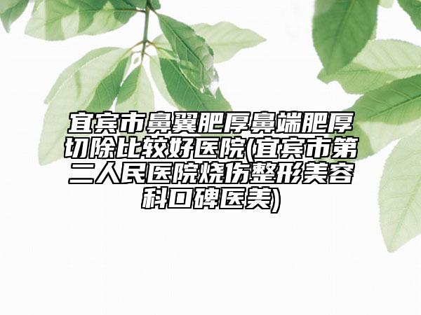 宜賓市鼻翼肥厚鼻端肥厚切除比較好醫(yī)院(宜賓市第二人民醫(yī)院燒傷整形美容科口碑醫(yī)美)