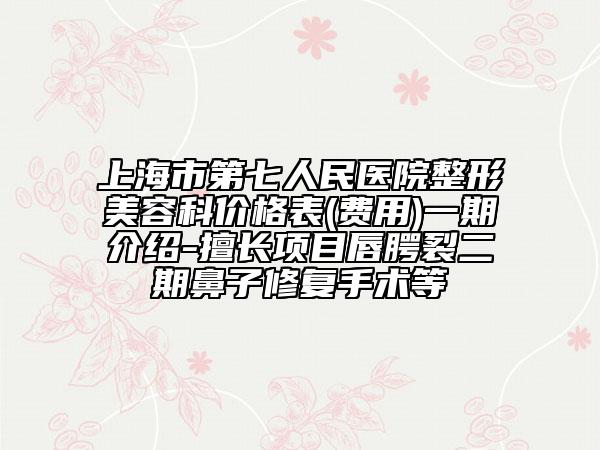 上海市第七人民醫(yī)院整形美容科價(jià)格表(費(fèi)用)一期介紹-擅長項(xiàng)目唇腭裂二期鼻子修復(fù)手術(shù)等
