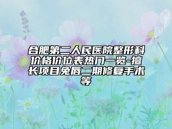 合肥第二人民醫(yī)院整形科價(jià)格價(jià)位表熱門一覽-擅長(zhǎng)項(xiàng)目兔唇二期修復(fù)手術(shù)等