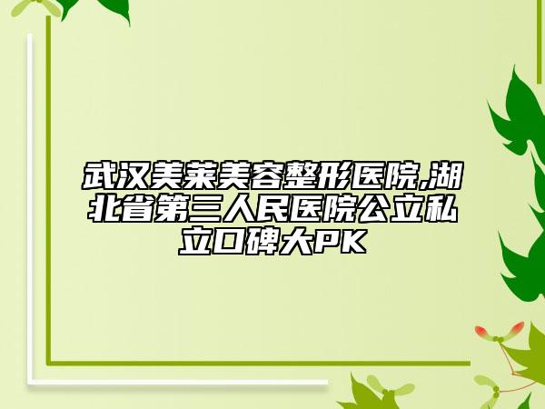 武漢美萊美容整形醫(yī)院,湖北省第三人民醫(yī)院公立私立口碑大PK
