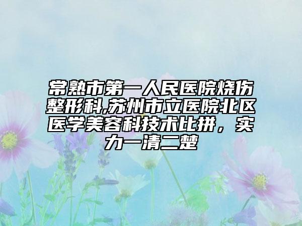 常熟市第一人民醫(yī)院燒傷整形科,蘇州市立醫(yī)院北區(qū)醫(yī)學美容科技術(shù)比拼，實力一清二楚