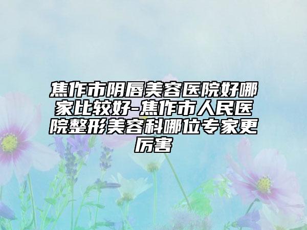 焦作市陰唇美容醫(yī)院好哪家比較好-焦作市人民醫(yī)院整形美容科哪位專家更厲害