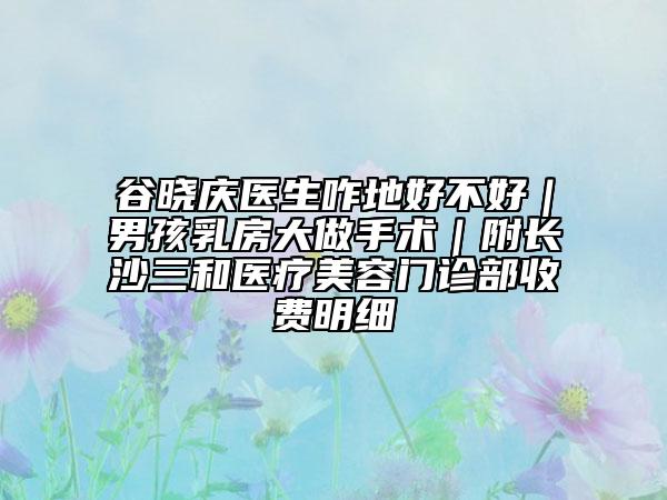 谷曉慶醫(yī)生咋地好不好|男孩乳房大做手術(shù)|附長沙三和醫(yī)療美容門診部收費(fèi)明細(xì)