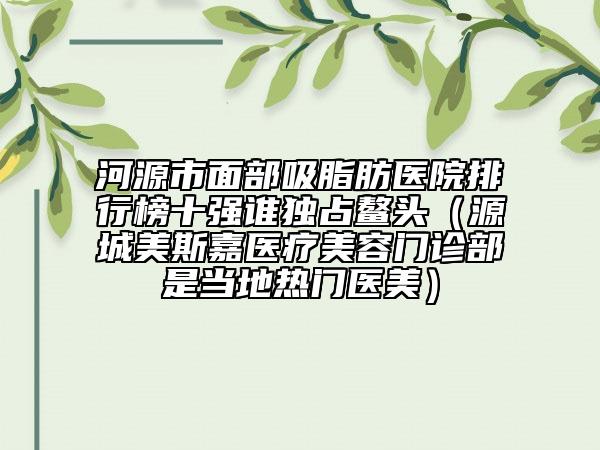 河源市面部吸脂肪醫(yī)院排行榜十強(qiáng)誰獨(dú)占鰲頭（源城美斯嘉醫(yī)療美容門診部是當(dāng)?shù)責(zé)衢T醫(yī)美）