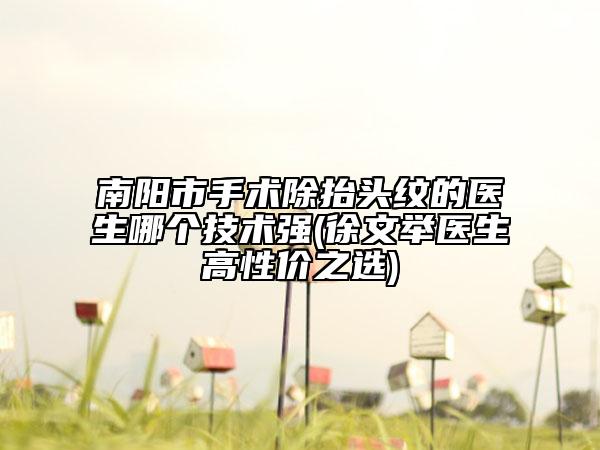 南陽市手術(shù)除抬頭紋的醫(yī)生哪個技術(shù)強(qiáng)(徐文舉醫(yī)生高性價之選)