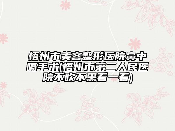 梧州市美容整形醫(yī)院鼻中嗝手術(shù)(梧州市第二人民醫(yī)院不吹不黑看一看)