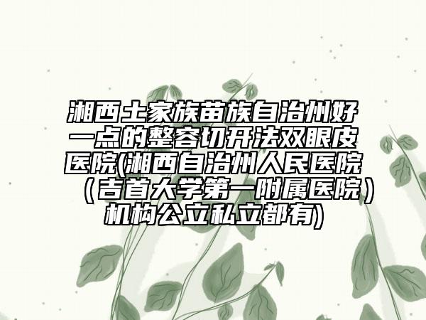湘西土家族苗族自治州好一點的整容切開法雙眼皮醫(yī)院(湘西自治州人民醫(yī)院（吉首大學(xué)第一附屬醫(yī)院）機構(gòu)公立私立都有)