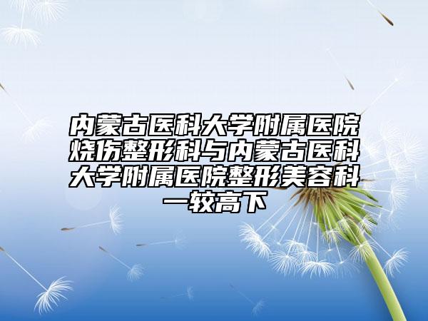 內蒙古醫(yī)科大學附屬醫(yī)院燒傷整形科與內蒙古醫(yī)科大學附屬醫(yī)院整形美容科一較高下