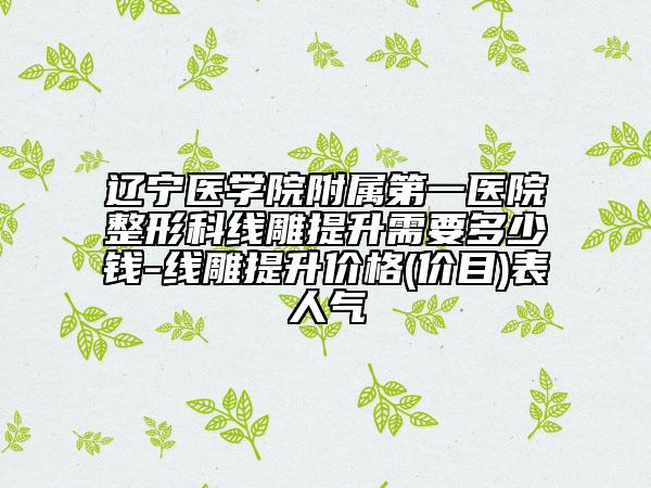 遼寧醫(yī)學院附屬第一醫(yī)院整形科線雕提升需要多少錢-線雕提升價格(價目)表人氣