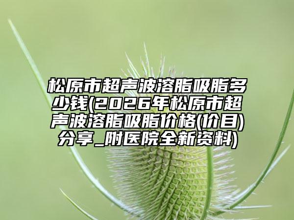 松原市超聲波溶脂吸脂多少錢(2026年松原市超聲波溶脂吸脂價格(價目)分享_附醫(yī)院全新資料)