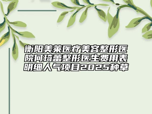 衡陽美萊醫(yī)療美容整形醫(yī)院何琦蕾整形醫(yī)生費用表明細人氣項目2025種草