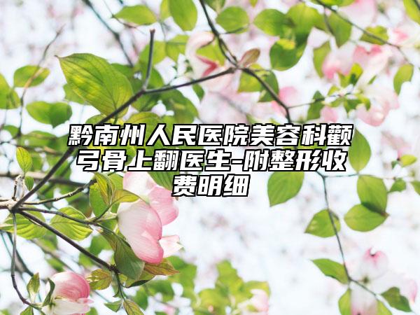 黔南州人民醫(yī)院美容科顴弓骨上翻醫(yī)生-附整形收費(fèi)明細(xì)