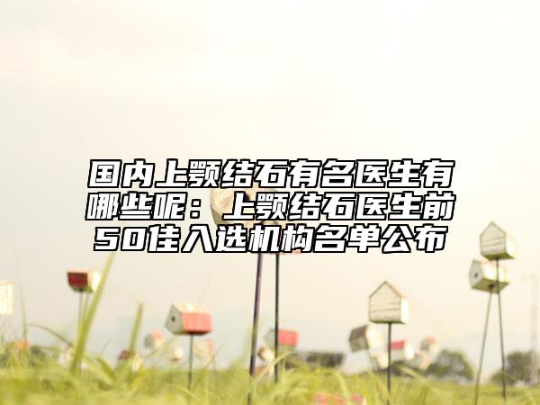 國(guó)內(nèi)上顎結(jié)石有名醫(yī)生有哪些呢：上顎結(jié)石醫(yī)生前50佳入選機(jī)構(gòu)名單公布