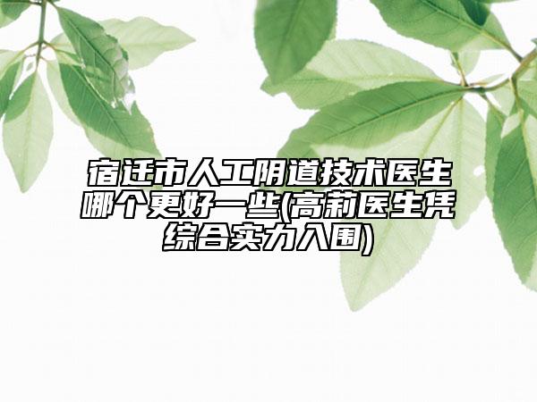 宿遷市人工陰道技術醫(yī)生哪個更好一些(高莉醫(yī)生憑綜合實力入圍)