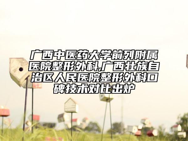 廣西中醫(yī)藥大學(xué)前列附屬醫(yī)院整形外科,廣西壯族自治區(qū)人民醫(yī)院整形外科口碑技術(shù)對比出爐