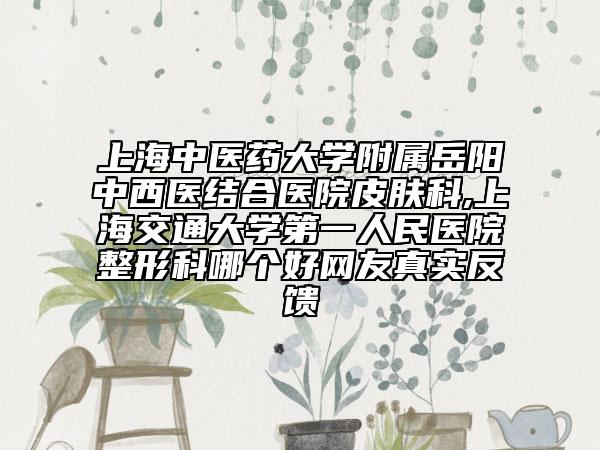 上海中醫(yī)藥大學(xué)附屬岳陽中西醫(yī)結(jié)合醫(yī)院皮膚科,上海交通大學(xué)第一人民醫(yī)院整形科哪個好網(wǎng)友真實反饋