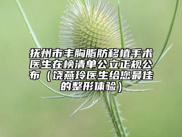 撫州市豐胸脂肪移植手術(shù)醫(yī)生在榜清單公立正規(guī)公布(饒燕玲醫(yī)生給您最佳的整形體驗(yàn))