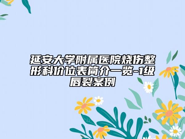 延安大學(xué)附屬醫(yī)院燒傷整形科價(jià)位表簡(jiǎn)介一覽-1級(jí)唇裂案例