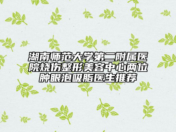 湖南師范大學(xué)第二附屬醫(yī)院燒傷整形美容中心兩位腫眼泡吸脂醫(yī)生推薦