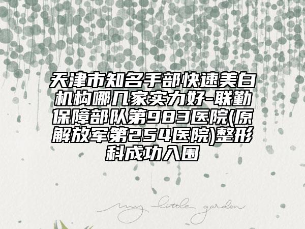 天津市知名手部快速美白機(jī)構(gòu)哪幾家實(shí)力好-聯(lián)勤保障部隊(duì)第983醫(yī)院(原解放軍第254醫(yī)院)整形科成功入圍