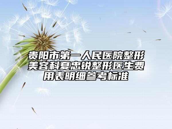 貴陽市第一人民醫(yī)院整形美容科夏忠銳整形醫(yī)生費(fèi)用表明細(xì)參考標(biāo)準(zhǔn)