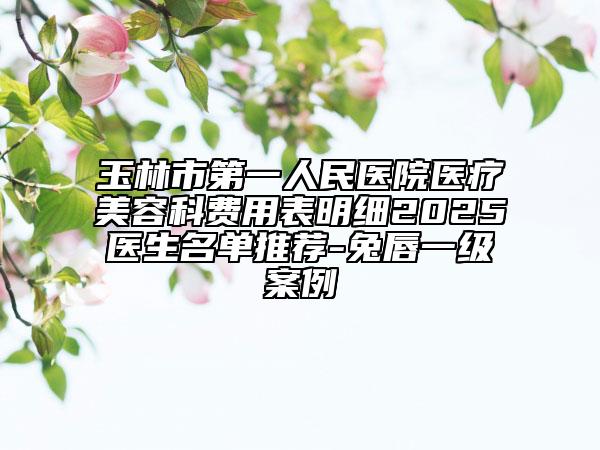 玉林市第一人民醫(yī)院醫(yī)療美容科費(fèi)用表明細(xì)2025醫(yī)生名單推薦-兔唇一級(jí)案例