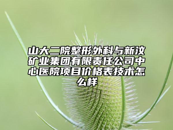 山大二院整形外科與新汶礦業(yè)集團(tuán)有限責(zé)任公司中心醫(yī)院項(xiàng)目?jī)r(jià)格表技術(shù)怎么樣