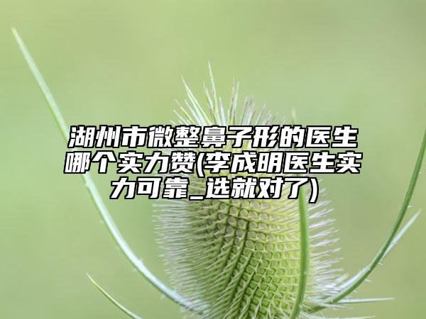湖州市微整鼻子形的醫(yī)生哪個(gè)實(shí)力贊(李成明醫(yī)生實(shí)力可靠_選就對(duì)了)