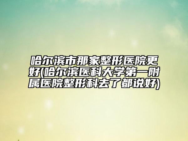 哈爾濱市那家整形醫(yī)院更好(哈爾濱醫(yī)科大學(xué)第一附屬醫(yī)院整形科去了都說好)