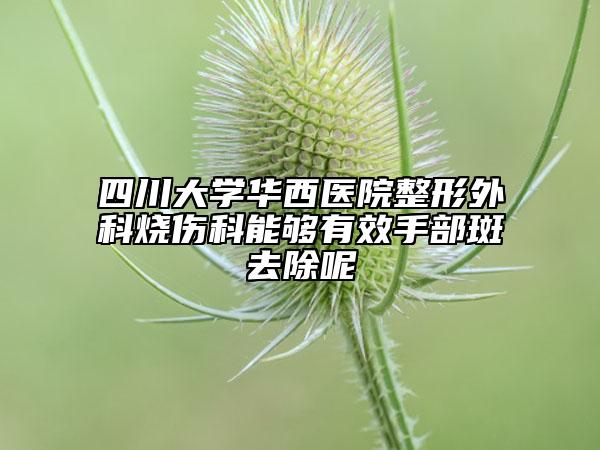 四川大學(xué)華西醫(yī)院整形外科燒傷科能夠有效手部斑去除呢
