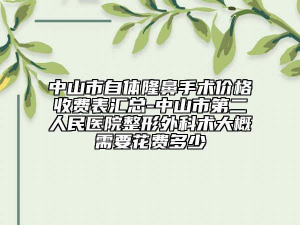 中山市自體隆鼻手術(shù)價格收費表匯總-中山市第二人民醫(yī)院整形外科術(shù)大概需要花費多少