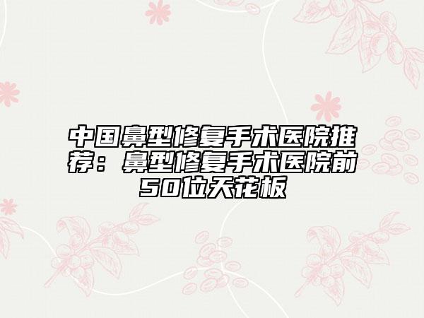 中國鼻型修復(fù)手術(shù)醫(yī)院推薦:鼻型修復(fù)手術(shù)醫(yī)院前50位天花板