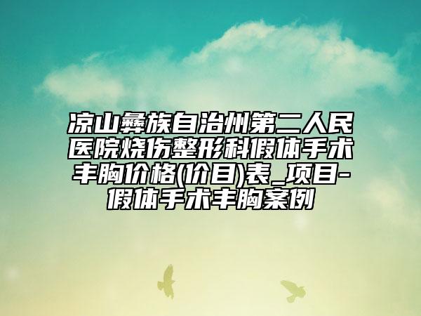 涼山彝族自治州第二人民醫(yī)院燒傷整形科假體手術(shù)豐胸價(jià)格(價(jià)目)表_項(xiàng)目-假體手術(shù)豐胸案例