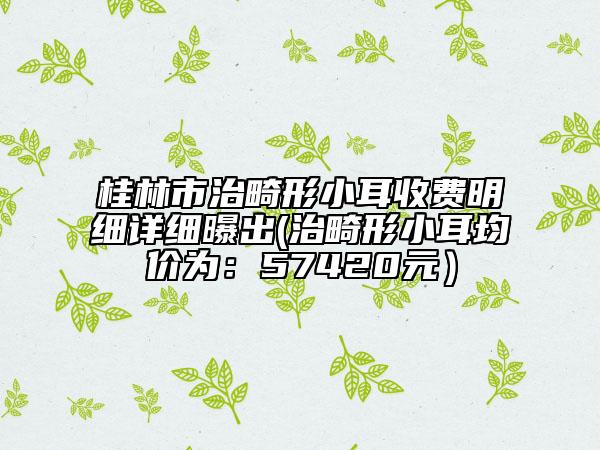 桂林市治畸形小耳收費(fèi)明細(xì)詳細(xì)曝出(治畸形小耳均價(jià)為：57420元）