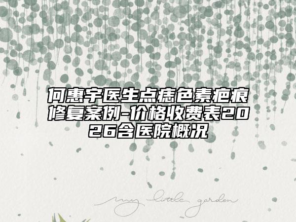 何惠宇醫(yī)生點痣色素疤痕修復(fù)案例-價格收費表2026含醫(yī)院概況
