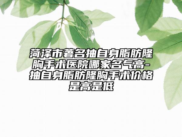 菏澤市著名抽自身脂肪隆胸手術醫(yī)院哪家名氣高-抽自身脂肪隆胸手術價格是高是低