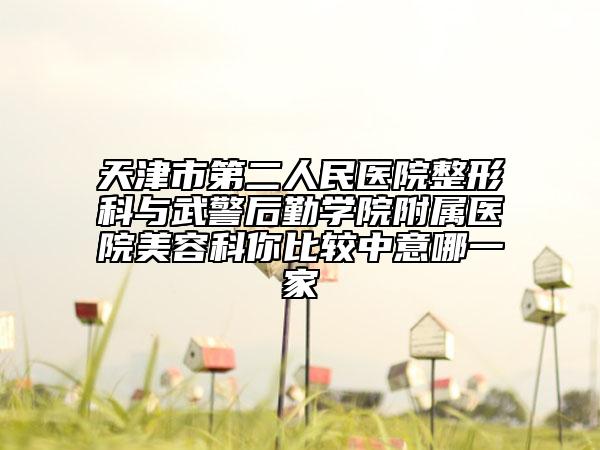 天津市第二人民醫(yī)院整形科與武警后勤學(xué)院附屬醫(yī)院美容科你比較中意哪一家