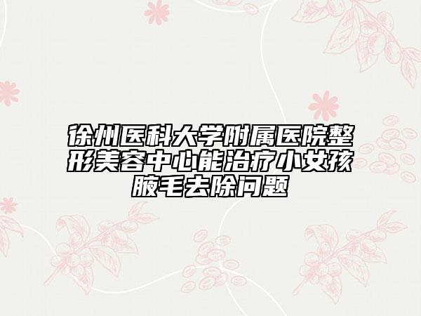 徐州醫(yī)科大學(xué)附屬醫(yī)院整形美容中心能治療小女孩腋毛去除問題