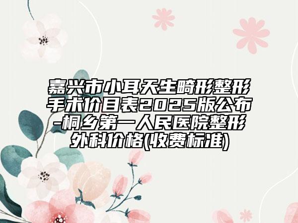 嘉興市小耳天生畸形整形手術(shù)價目表2025版公布-桐鄉(xiāng)第一人民醫(yī)院整形外科價格(收費(fèi)標(biāo)準(zhǔn))